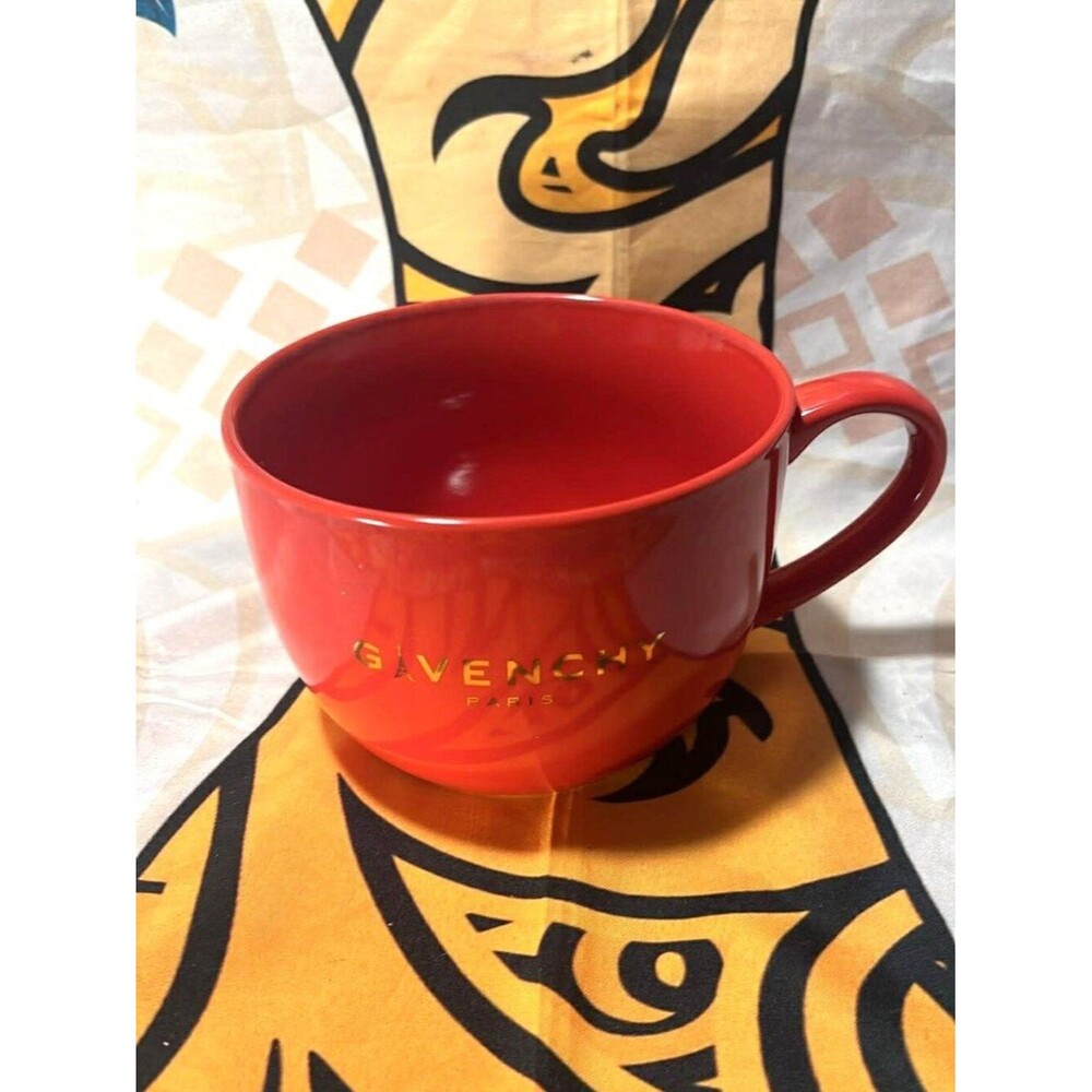 Givenchy Paris Oversized Red Mug Gold Logo Designer Coffee Cup